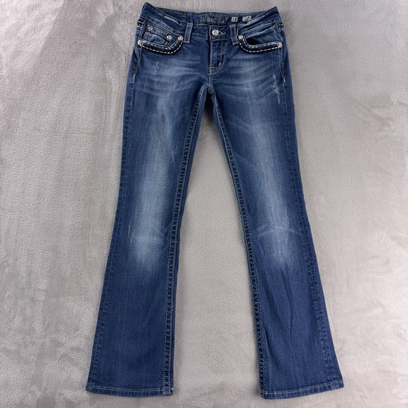 Miss Me Womens Bootcut Rhinestone Jeans Size 28x31 Blue Denim JE5439BX Y2K - Picture 3 of 7